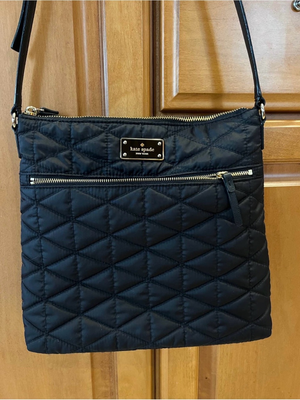 kate spade Black Quilted Crossbody with Gold Accents